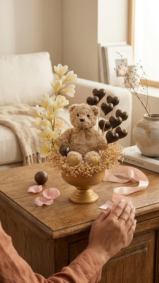 teddy and chocolate bouquet
