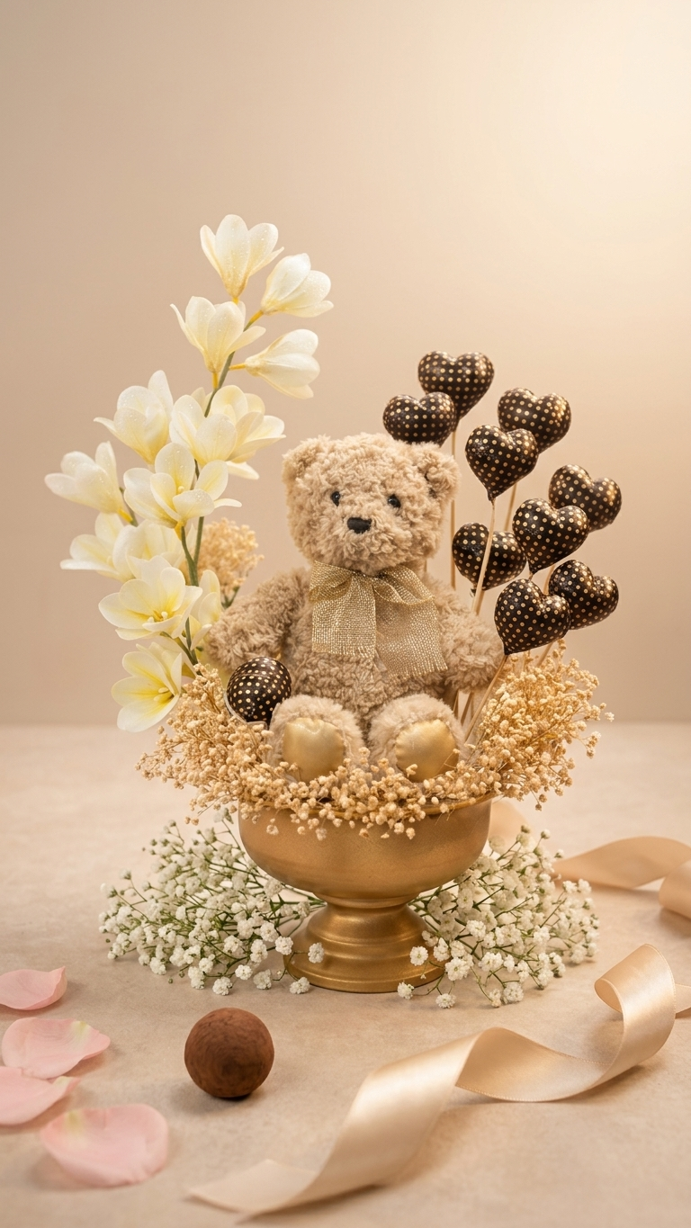 teddy and chocolate bouquet