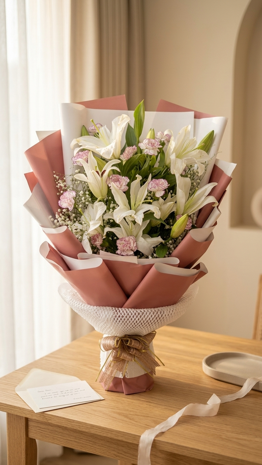 lily carnation bouquet