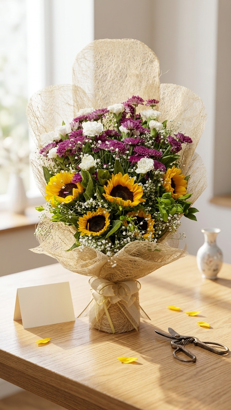 sunflower mix flower bouquet